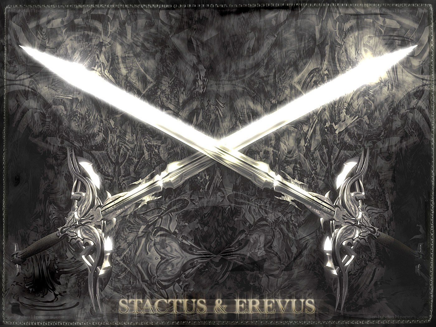 Crossed swords with glowing blades