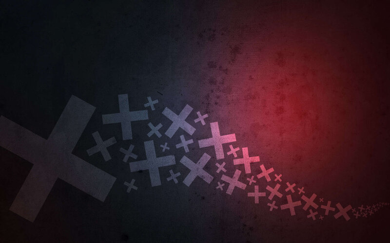 Crosses on Dark Background — Black, Dramatic, Digital Art