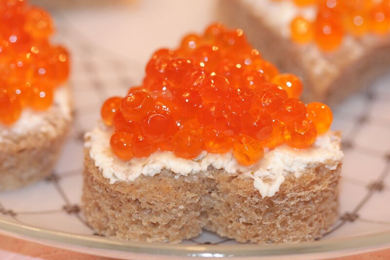 Crostini with red caviar