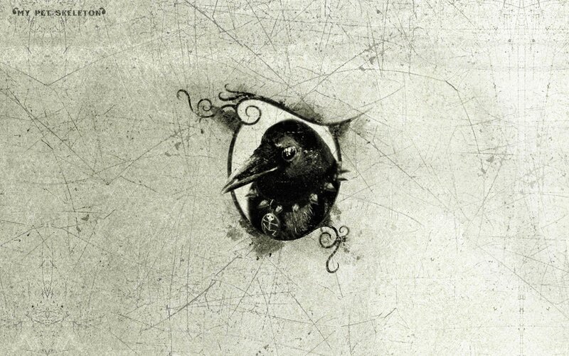 Crow in a circular frame