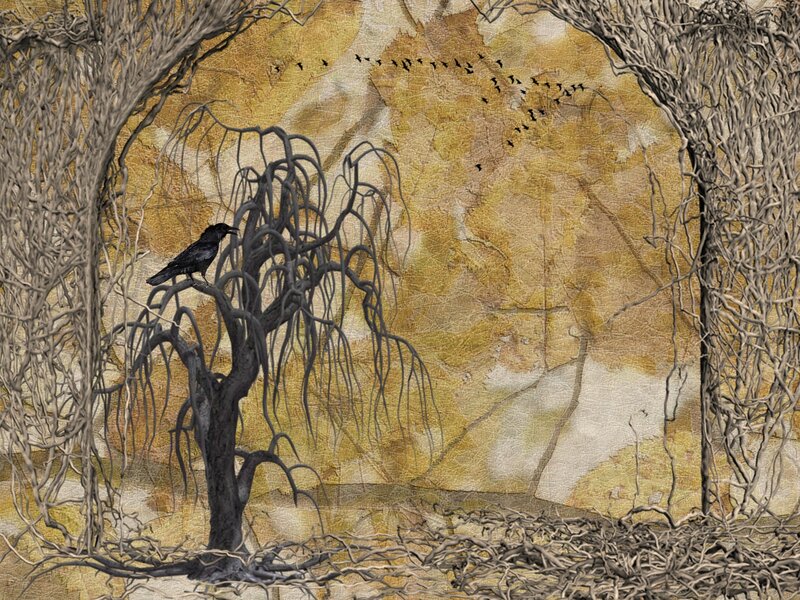 Crow on Dead Tree — Brown