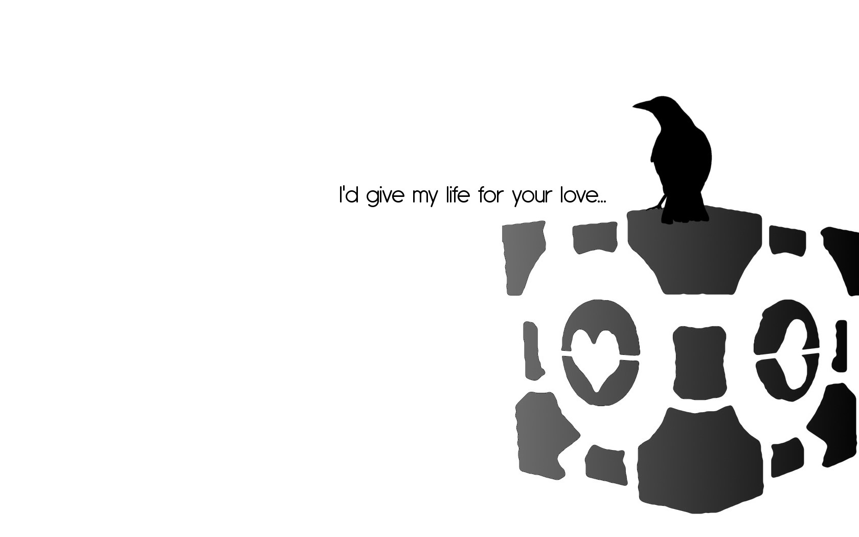 crow on stone with love quote