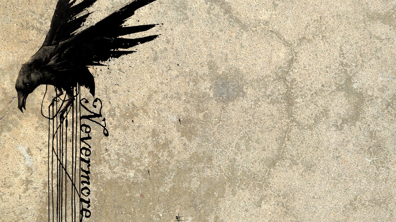 Crow with 'Nevermore' text