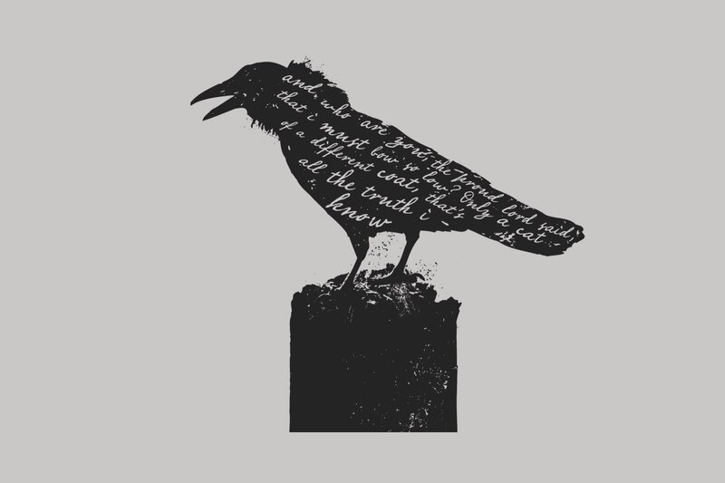 crow with text on body