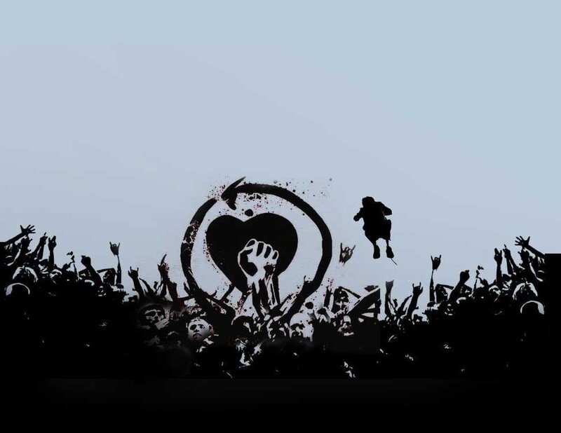 crowd at a concert with heart symbol