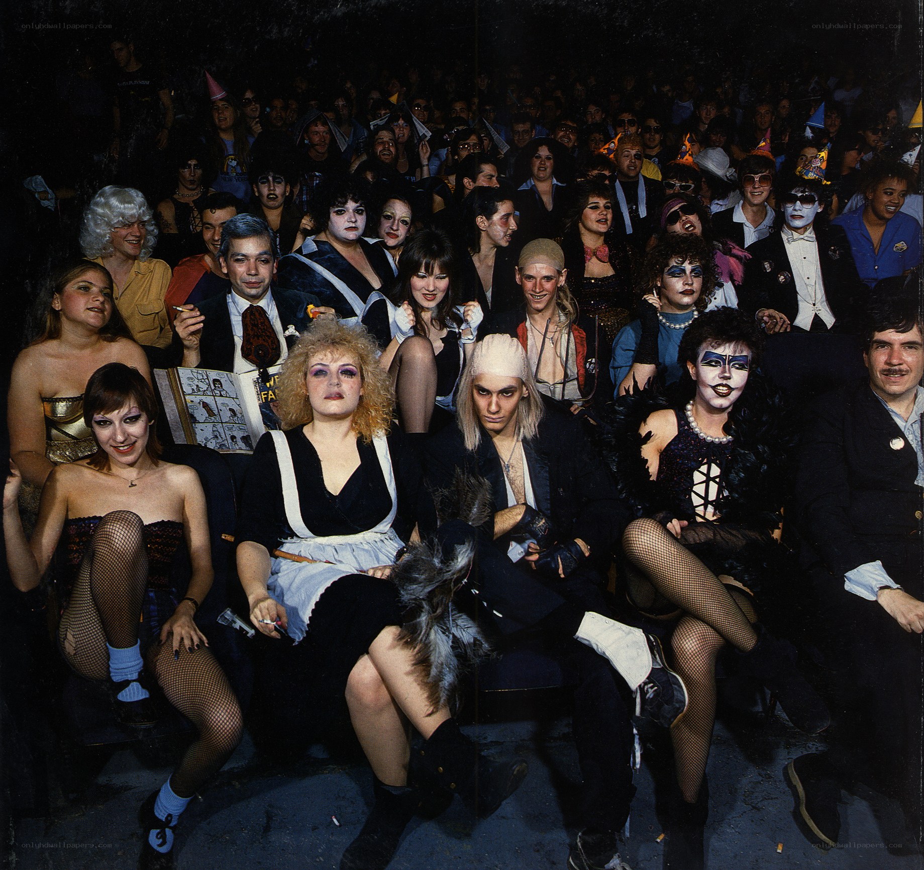 Crowd at a costume party