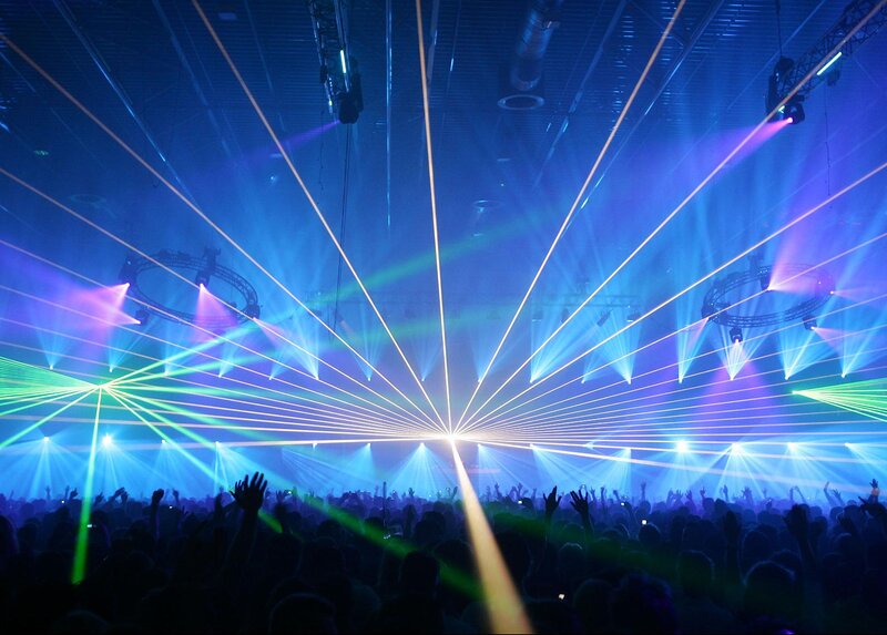 Crowd at Concert — Blue, Energetic, Night