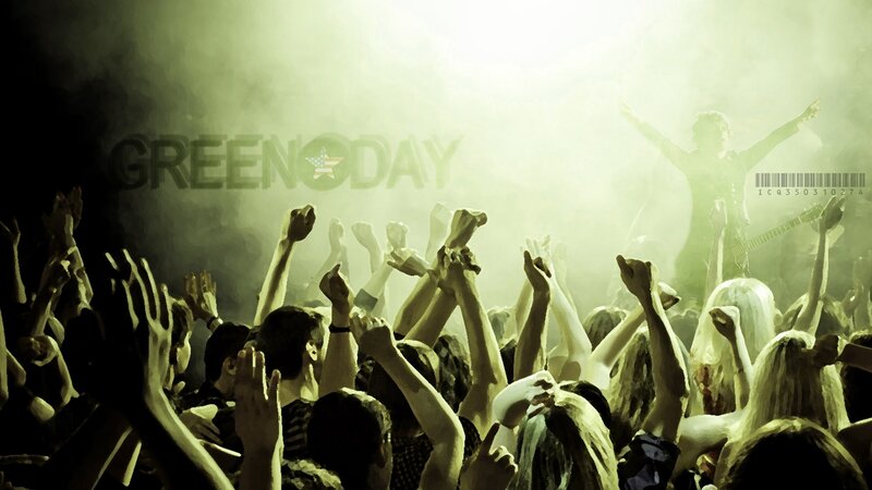 Crowd at Concert — Green, Energetic