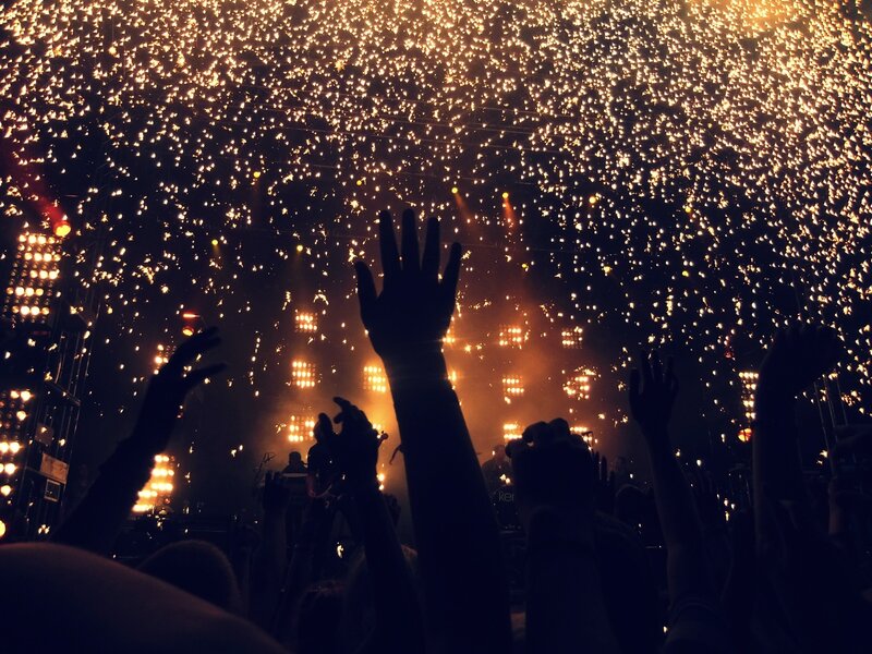 crowd at concert with sparks