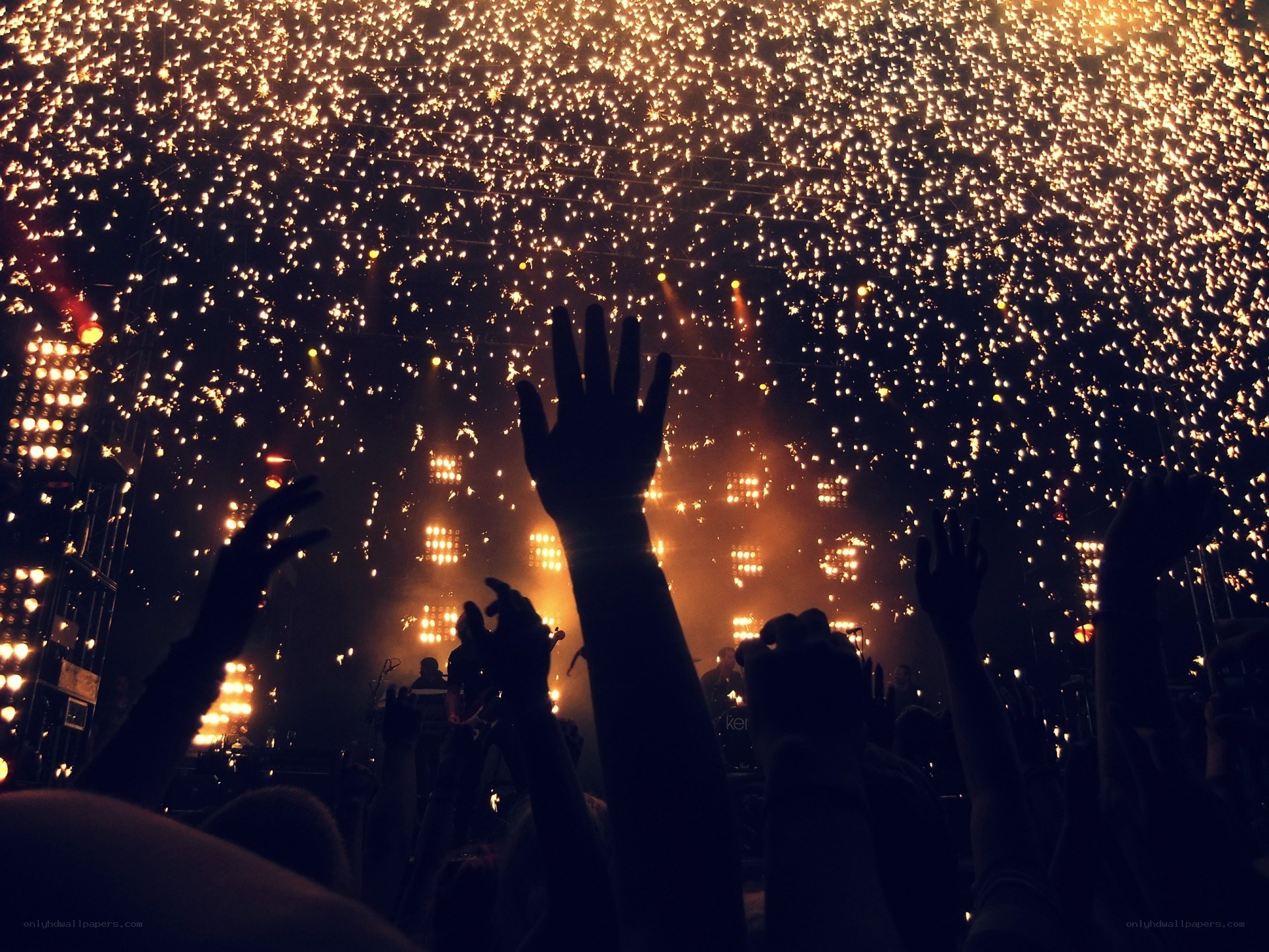 crowd at concert with sparks