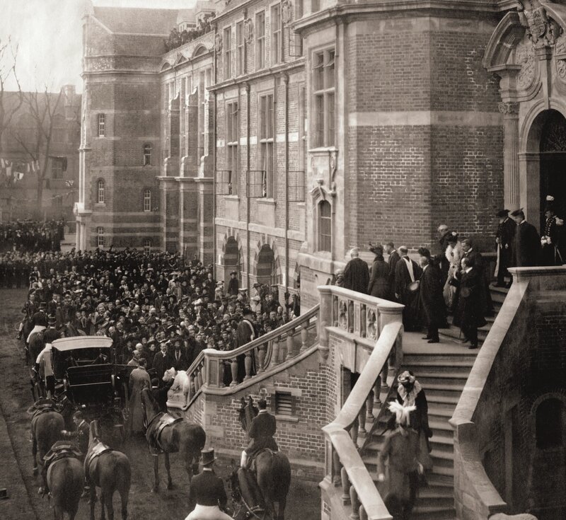 Crowd at historic building