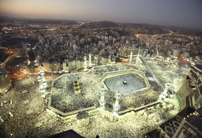 Crowd at Kaaba — White, Serene, Night
