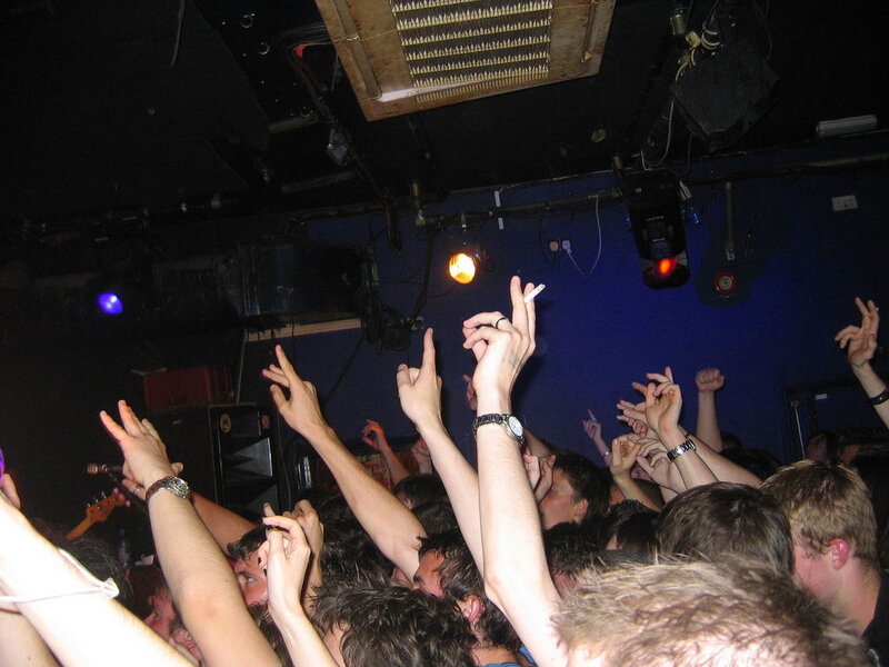 Crowd at Music Concert — Blue, Energetic, Night, Photograph, Hands Raised