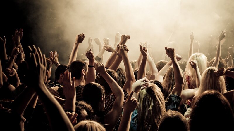 Crowd at Music Concert — Brown, Energetic, Night, Photograph