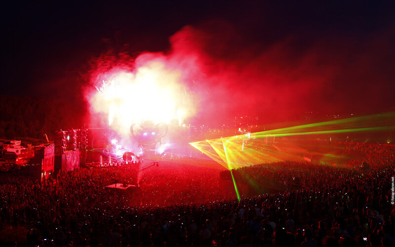Crowd at Music Festival — Red