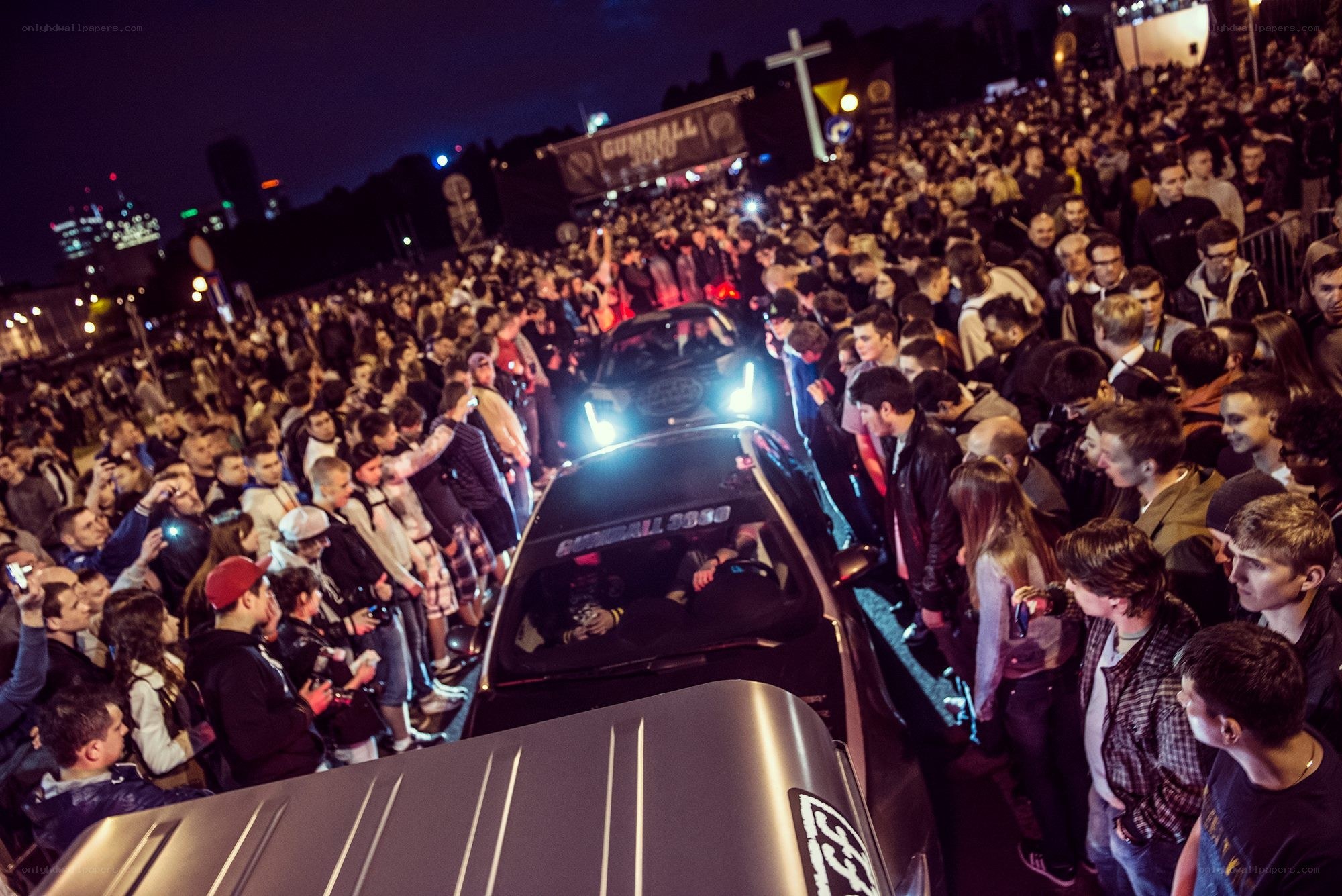 Crowd at night music event