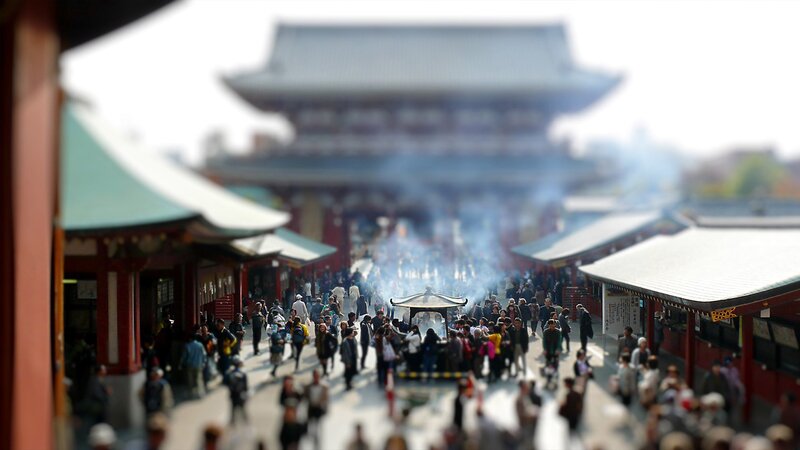 Crowd at Temple Festival — Red