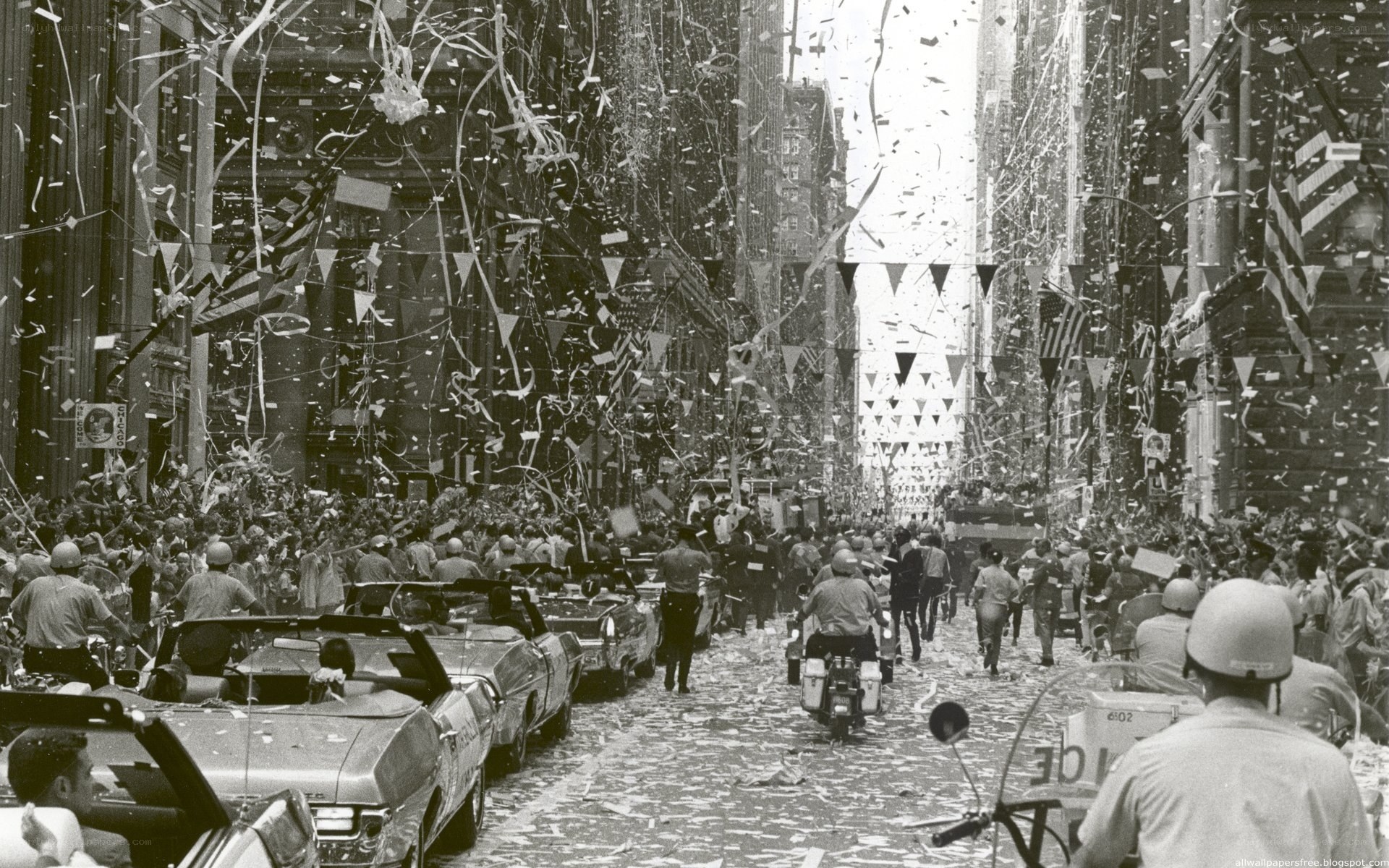 Crowd celebration on a city street
