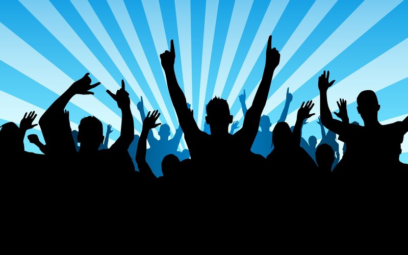 Crowd cheering at concert