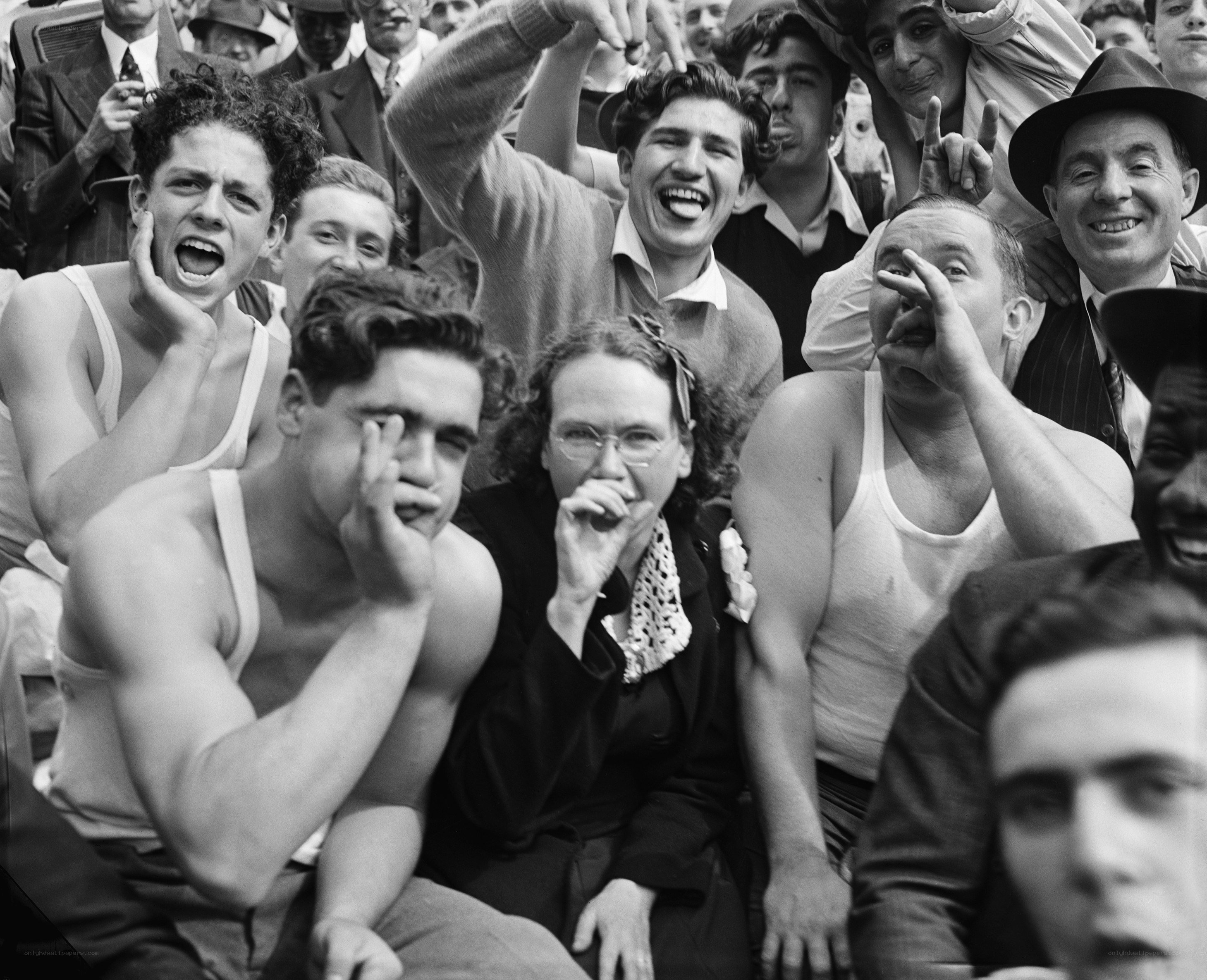 Crowd cheering at event