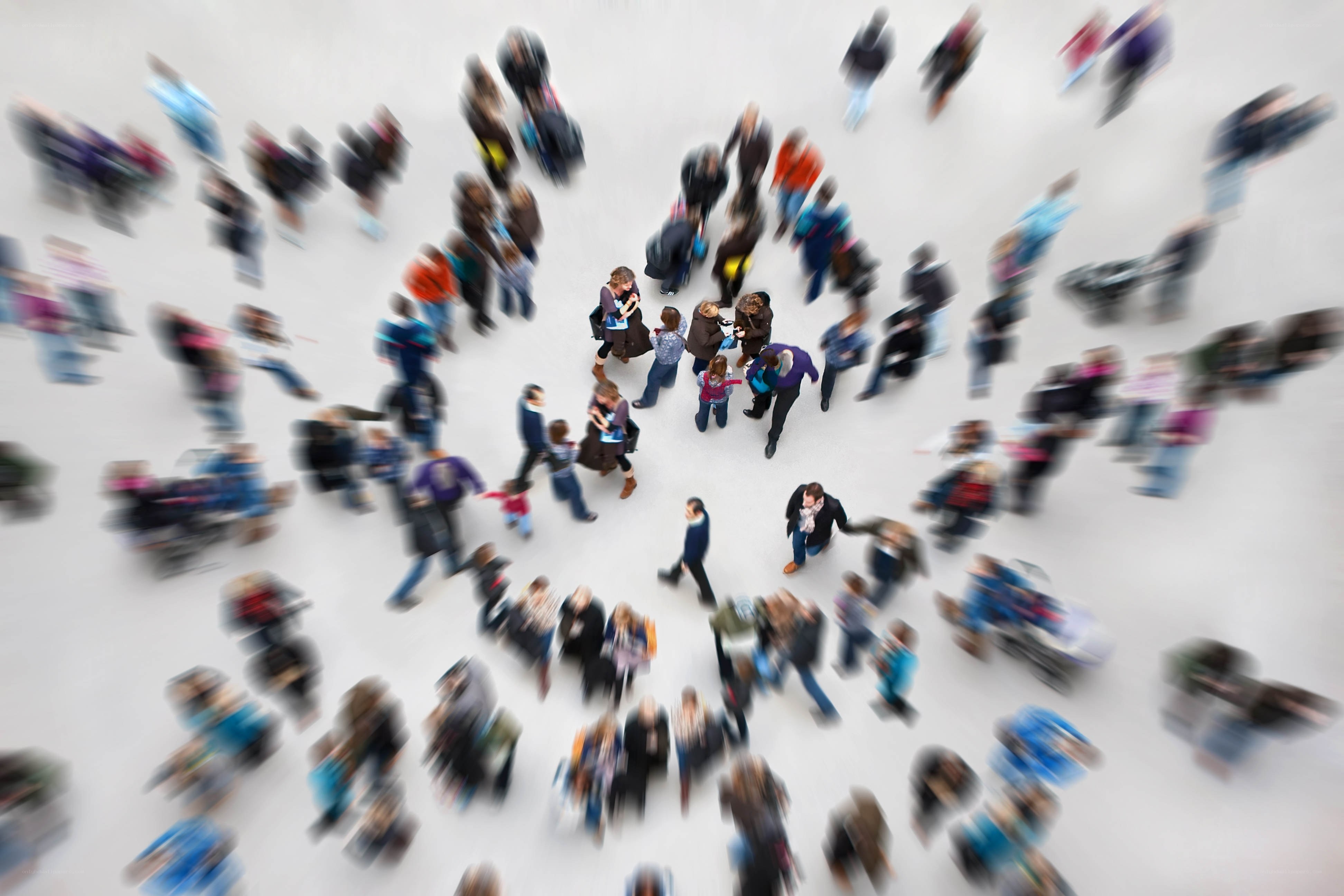 crowd from above with motion blur