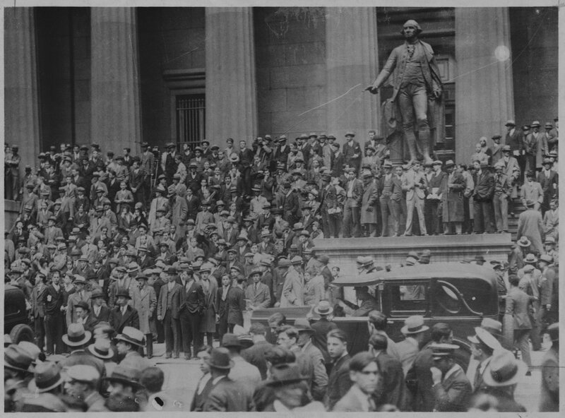 Crowd gathered at statue