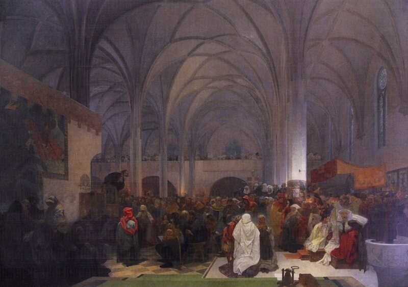 Crowd in a Gothic Cathedral