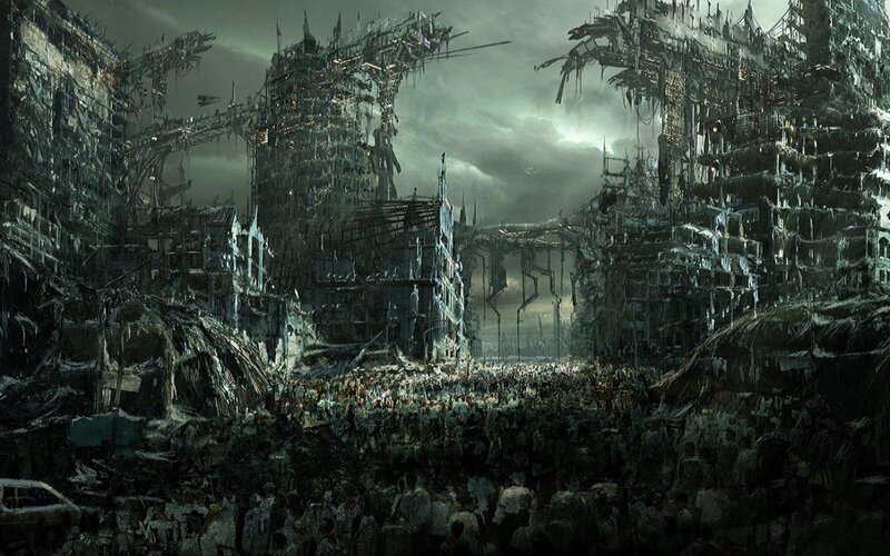 Crowd in Ruined City