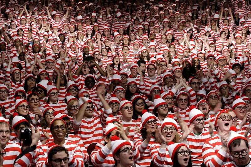 Crowd in Striped Outfits