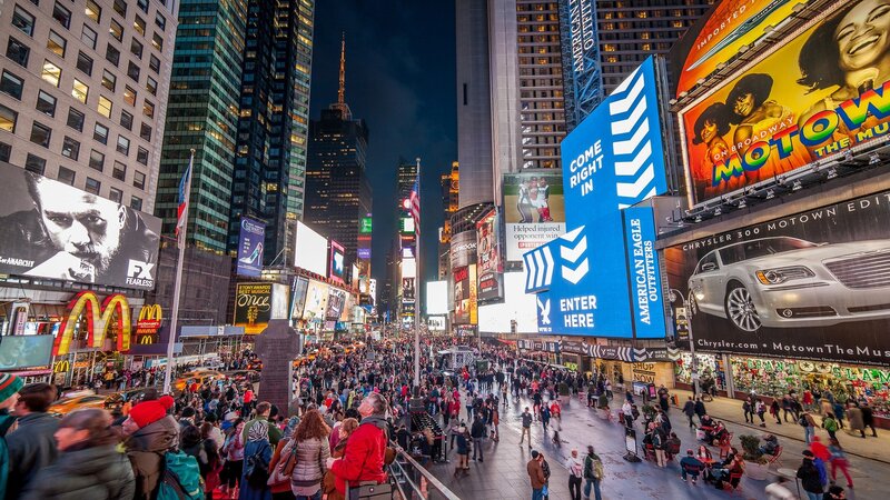Crowd in Times Square — Blue, Busy, Night