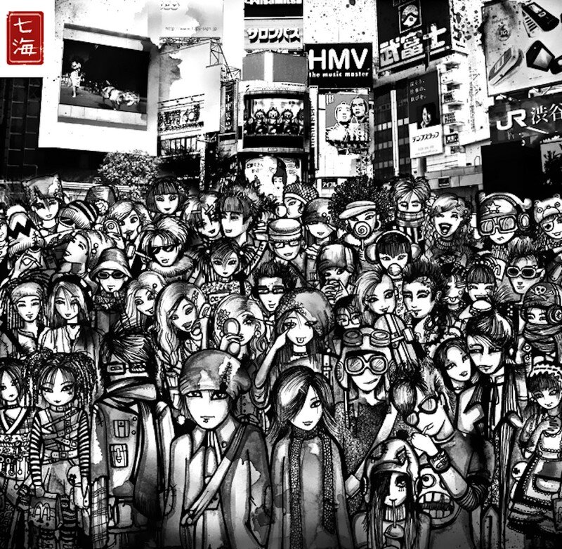 Crowd of Anime Characters — Black