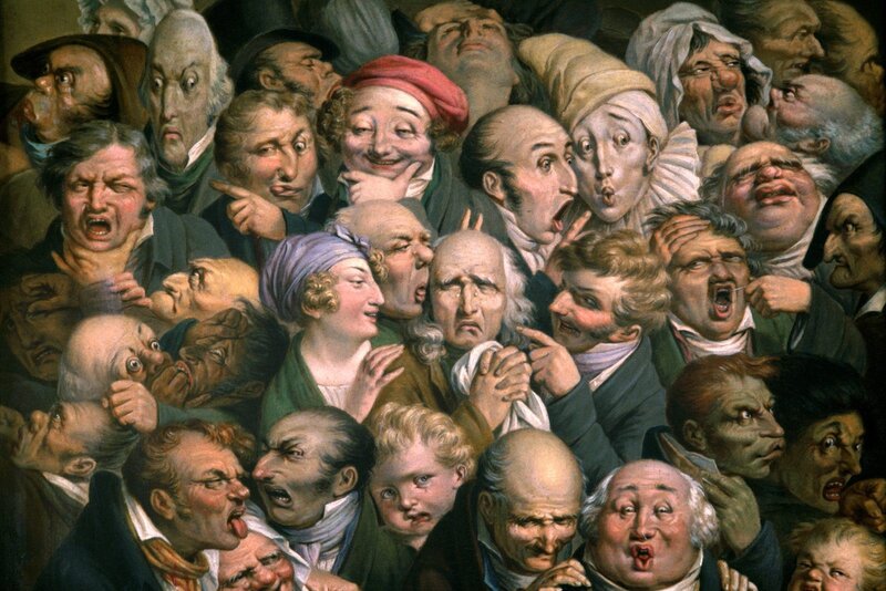 Crowd of caricatured faces