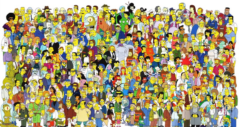 Crowd of Cartoon Characters — Yellow