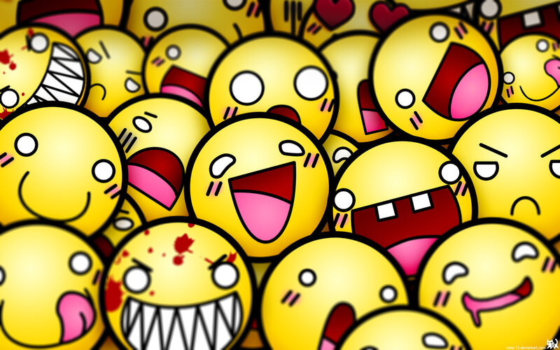crowd of cartoon emoji faces