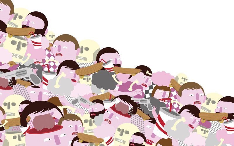 crowd of cartoon figures