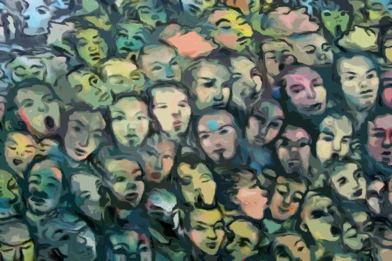 crowd of faces painting