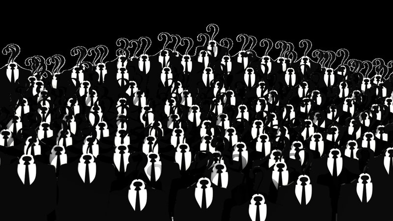 crowd of question mark figures