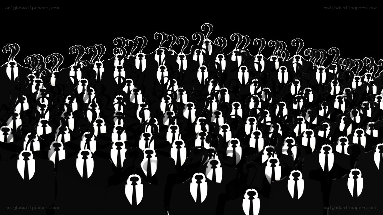 crowd of question mark figures