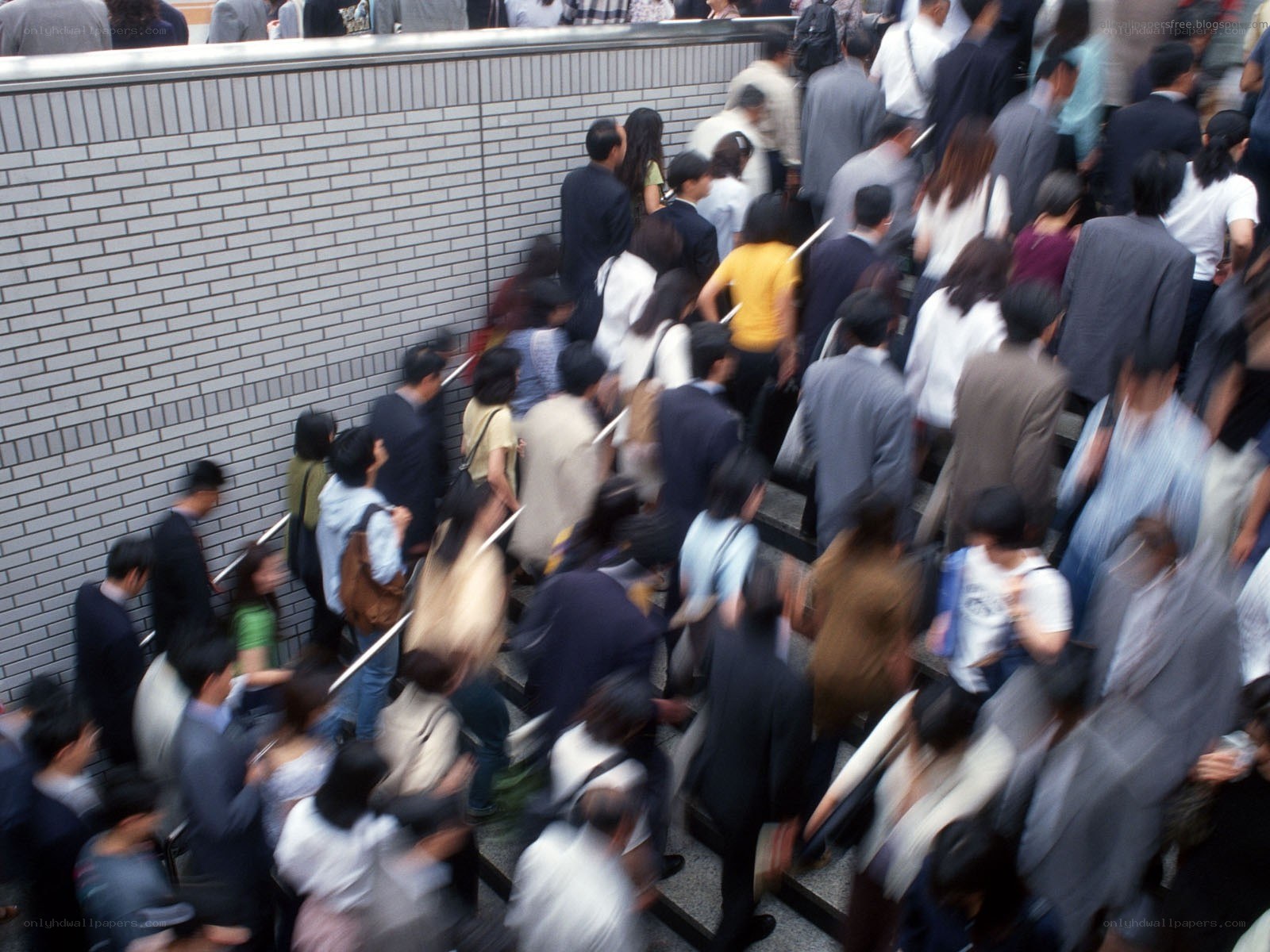 Crowd on a staircase