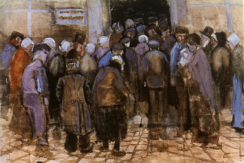 Crowd outside a theater