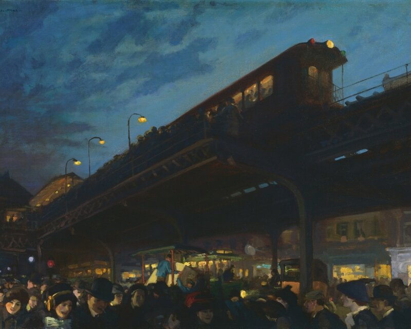 Crowd under Train Bridge