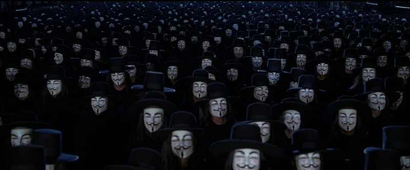 Crowd Wearing Guy Fawkes Masks