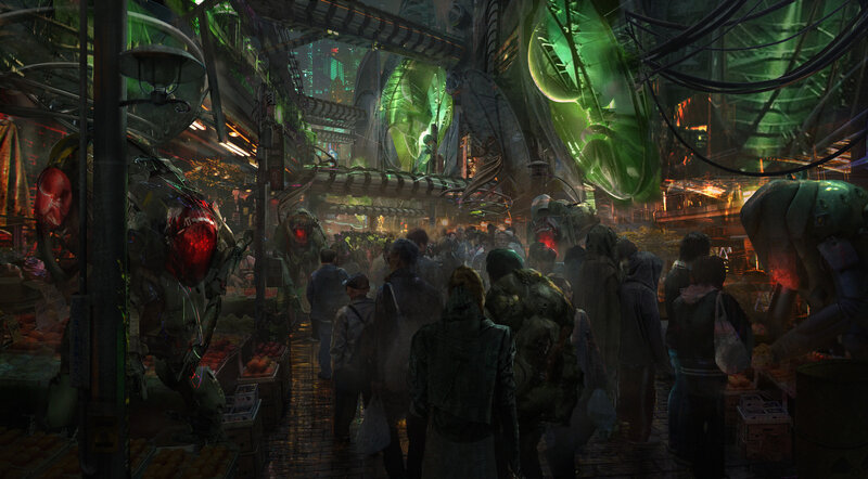 Crowded Alien Market