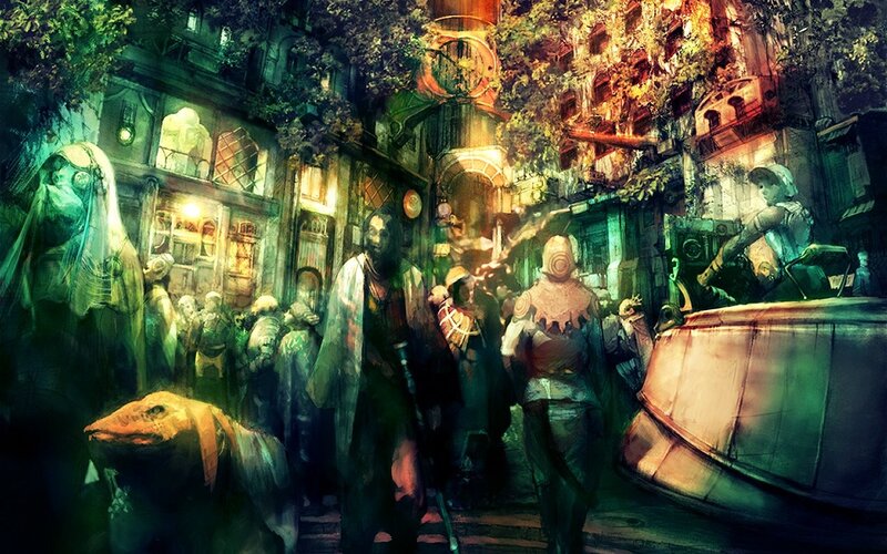 Crowded Alien Street Scene