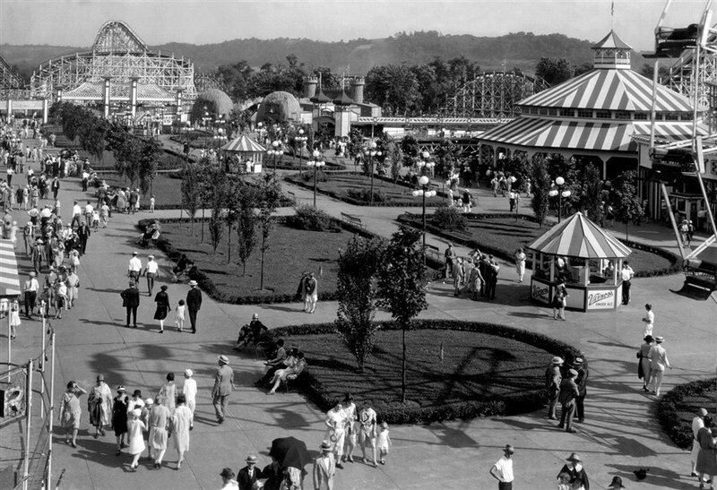 Crowded Amusement Park