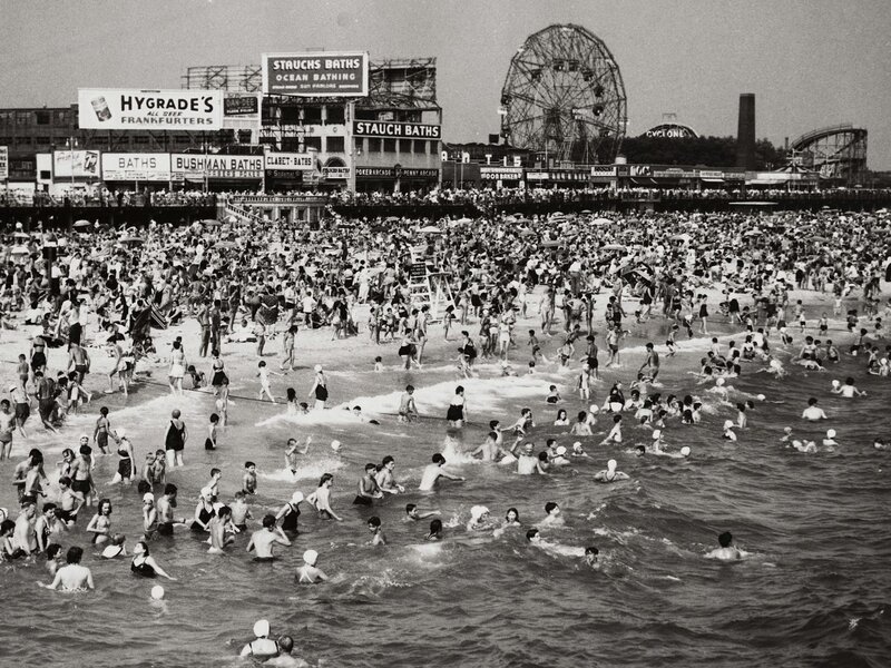 Crowded beach at Coney Island