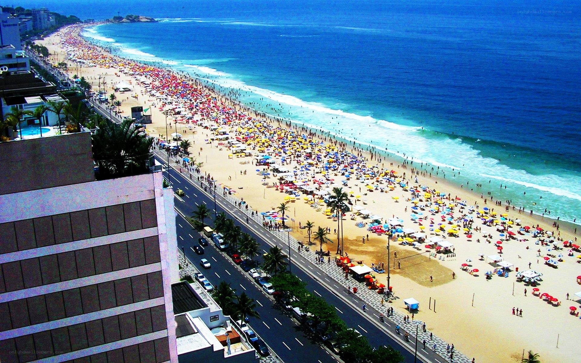 Crowded beach in Rio de Janeiro