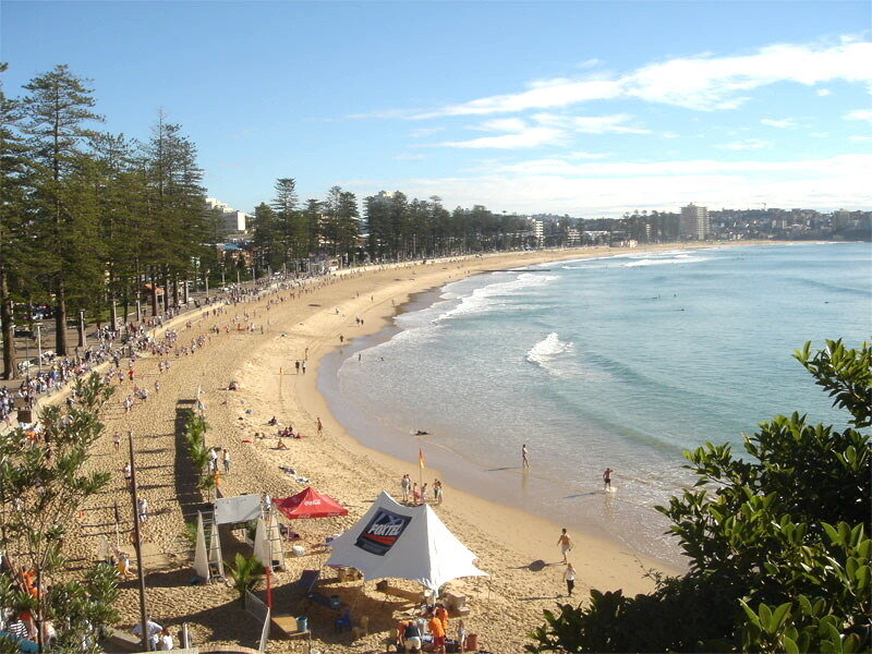 Crowded beach on a sunny day