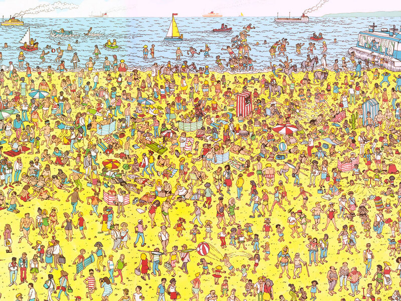 Crowded beach scene