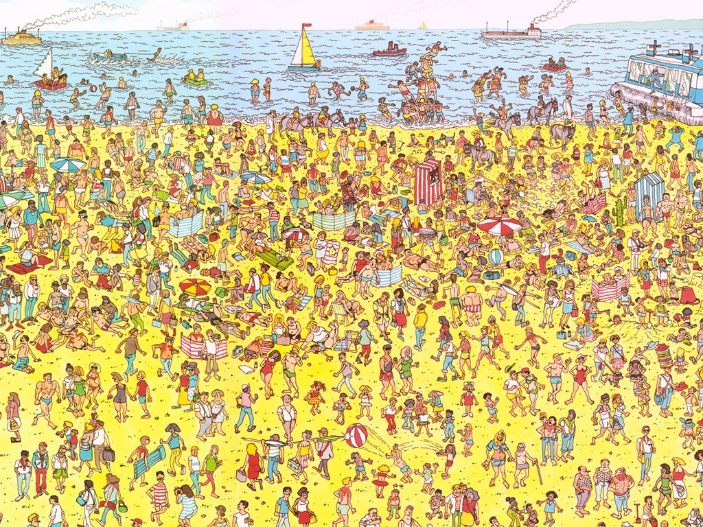 Crowded beach scene